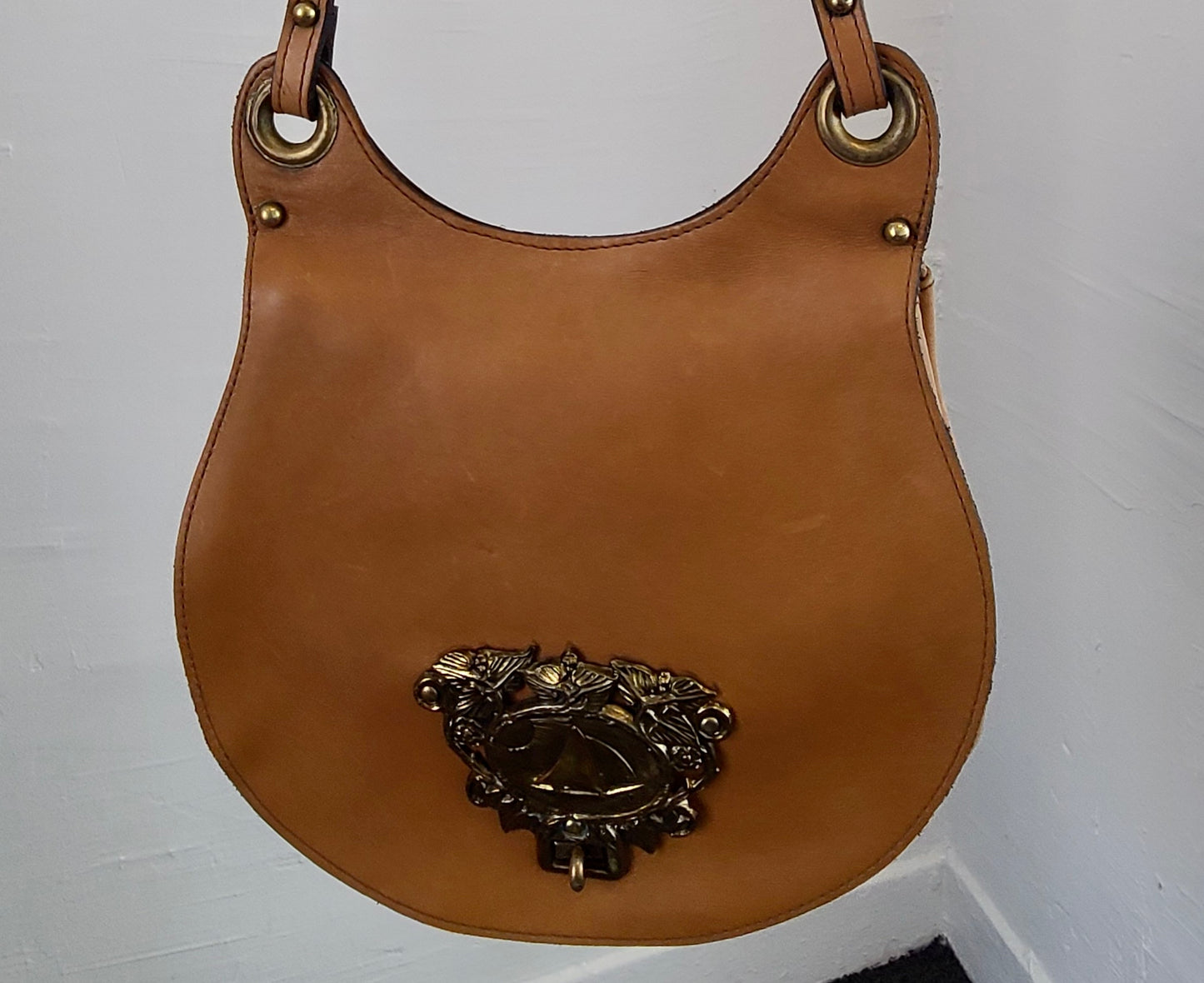 Vintage 1970s Leather Flap Bag Saddlebag