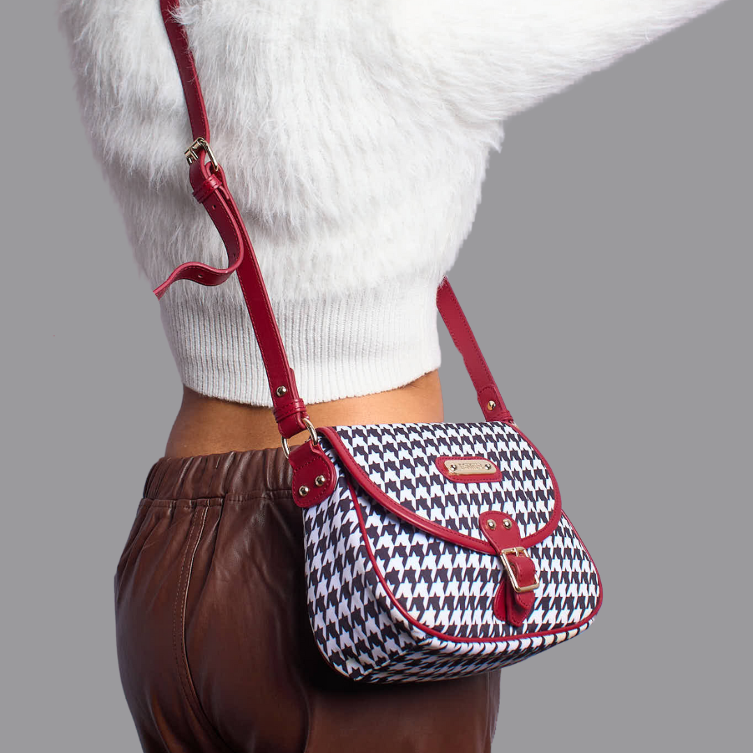 Crossbody Saddlebag - Houndstooth