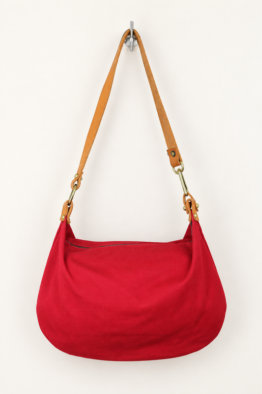 Vintage 1980s Red Canvas Shoulder Bag