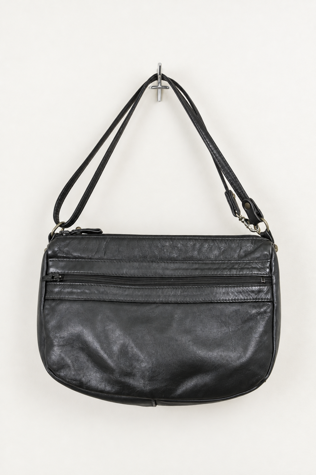 Vintage 1960s Black Leather Shoulder⁠ Bag