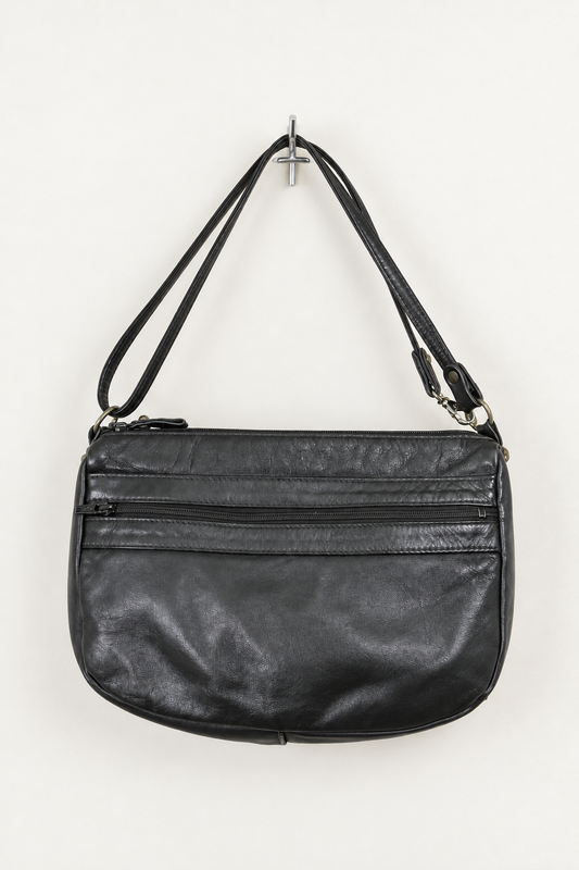 Vintage 1960s Black Leather Shoulder⁠ Bag