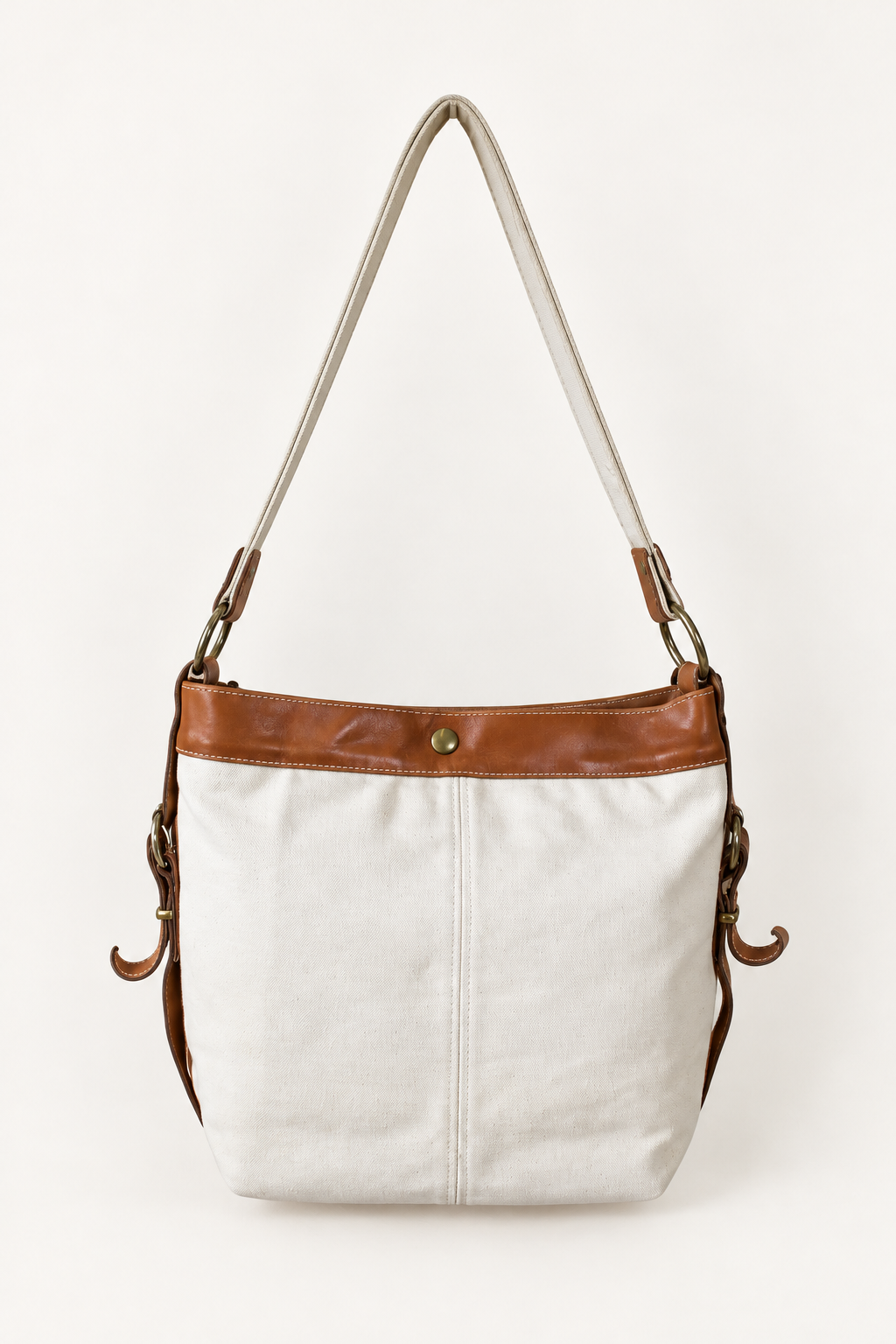 Vintage 1980s Canvas and Leather Shoulder Bag