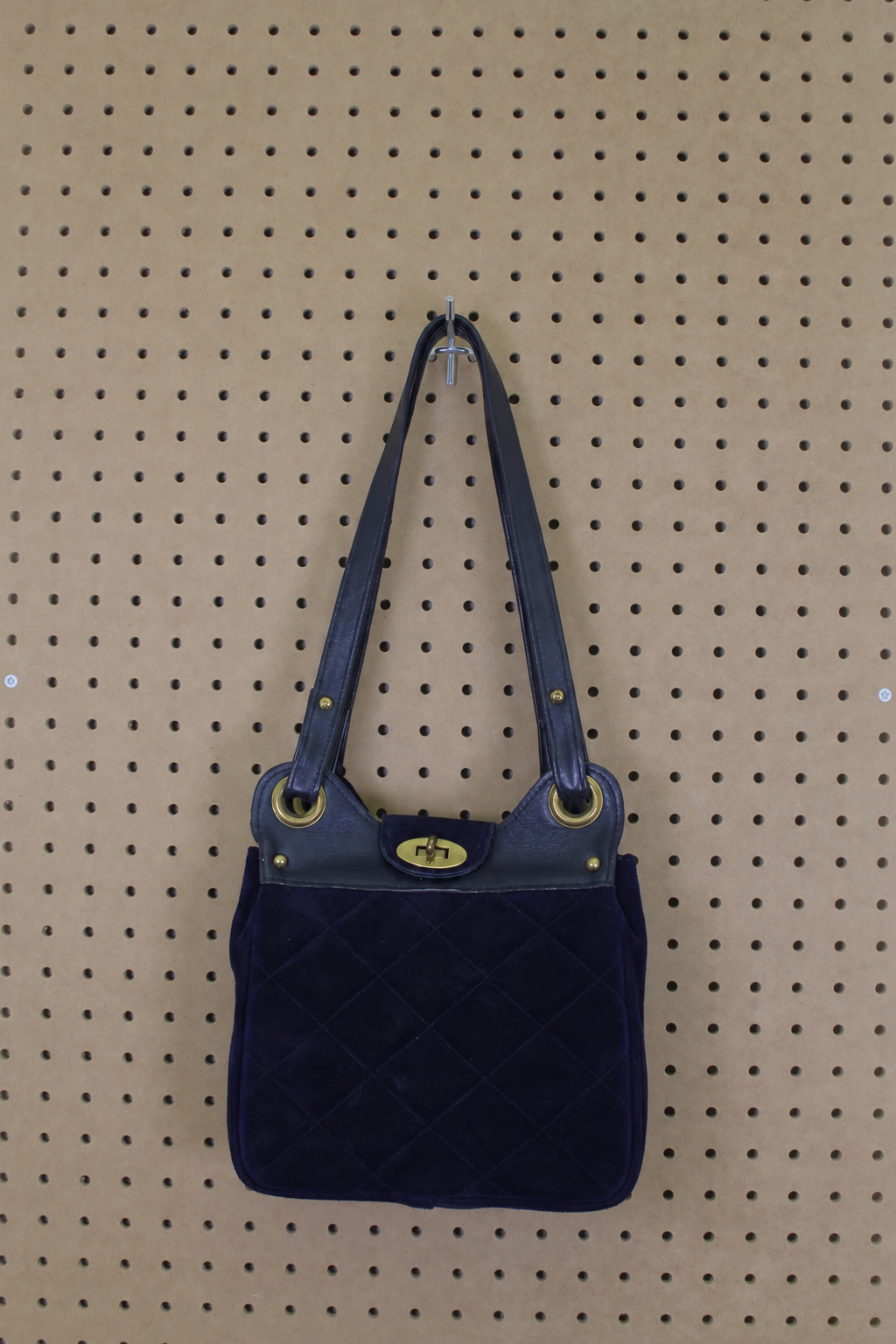 Vintage 1970s Quilted Suede Shoulder Bag