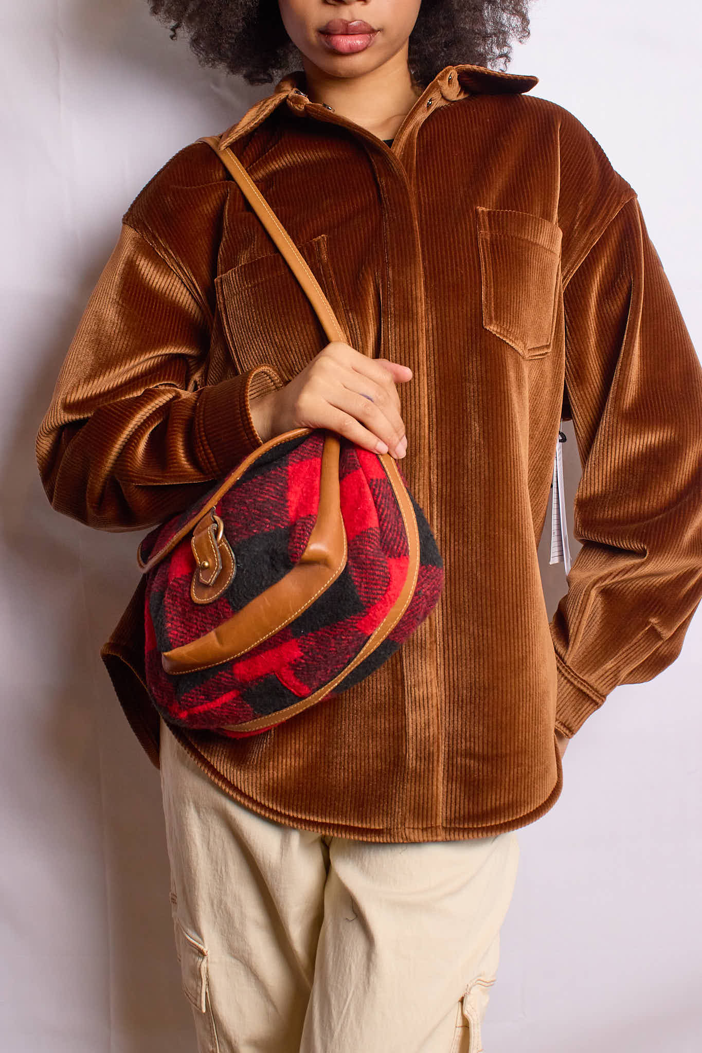 Vintage Buffalo Plaid Shoulder Bag