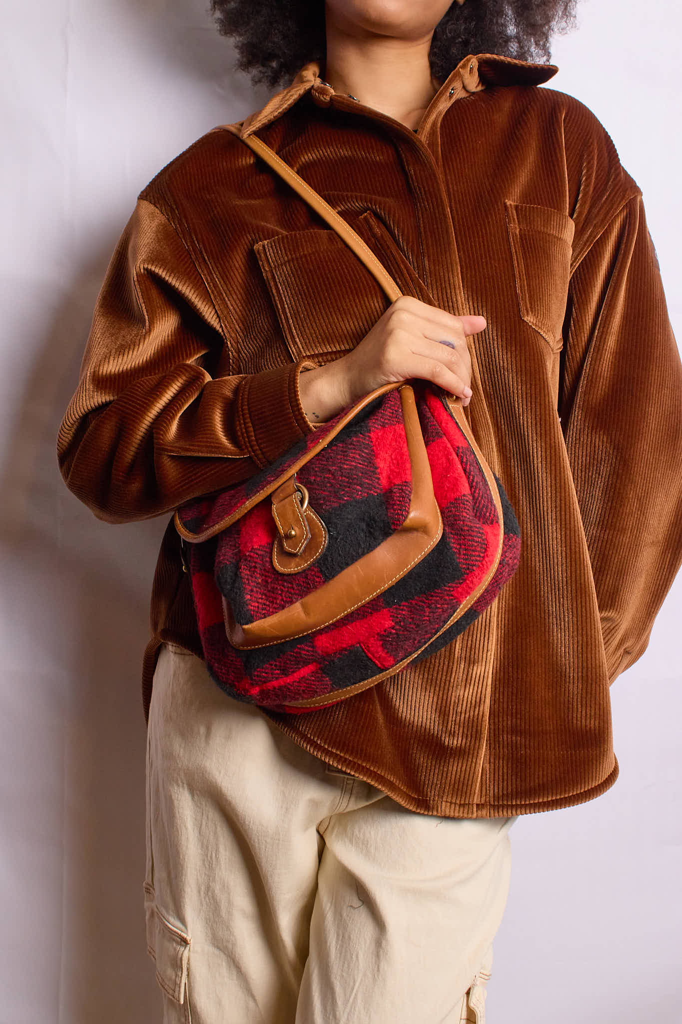 Vintage Buffalo Plaid Shoulder Bag