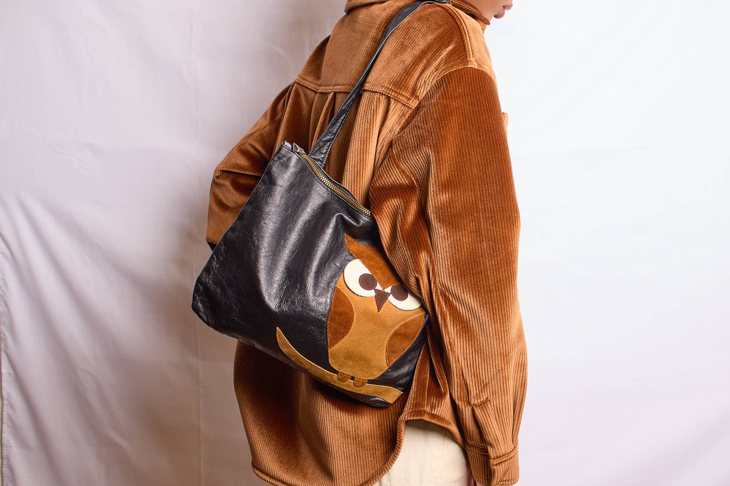 Vintage Davey's Leather Owl Tote