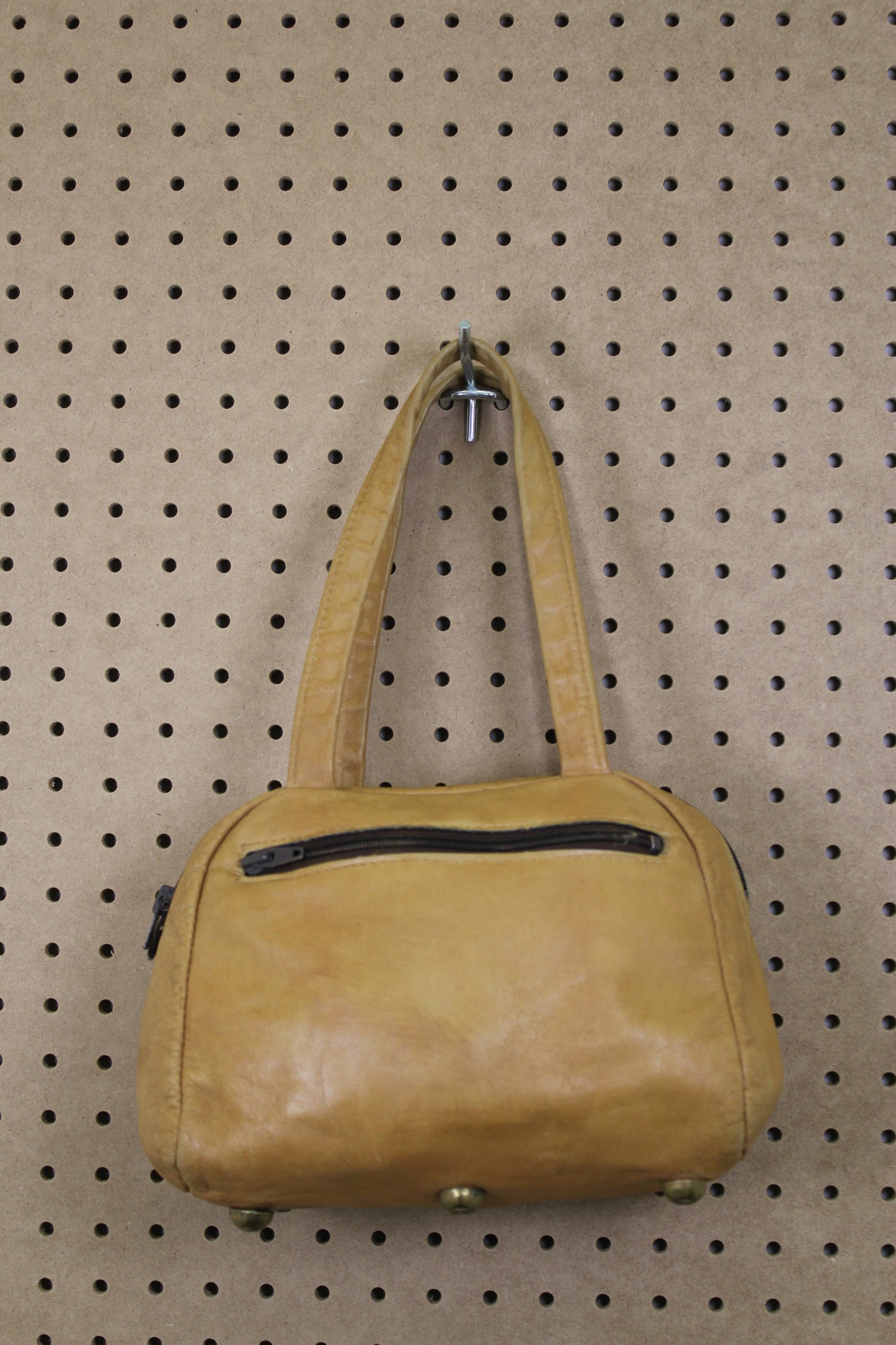 Vintage 1970s Tan Leather Zip Handbag