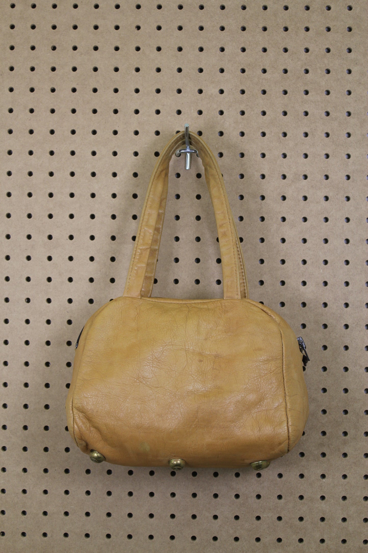Vintage 1970s Tan Leather Zip Handbag