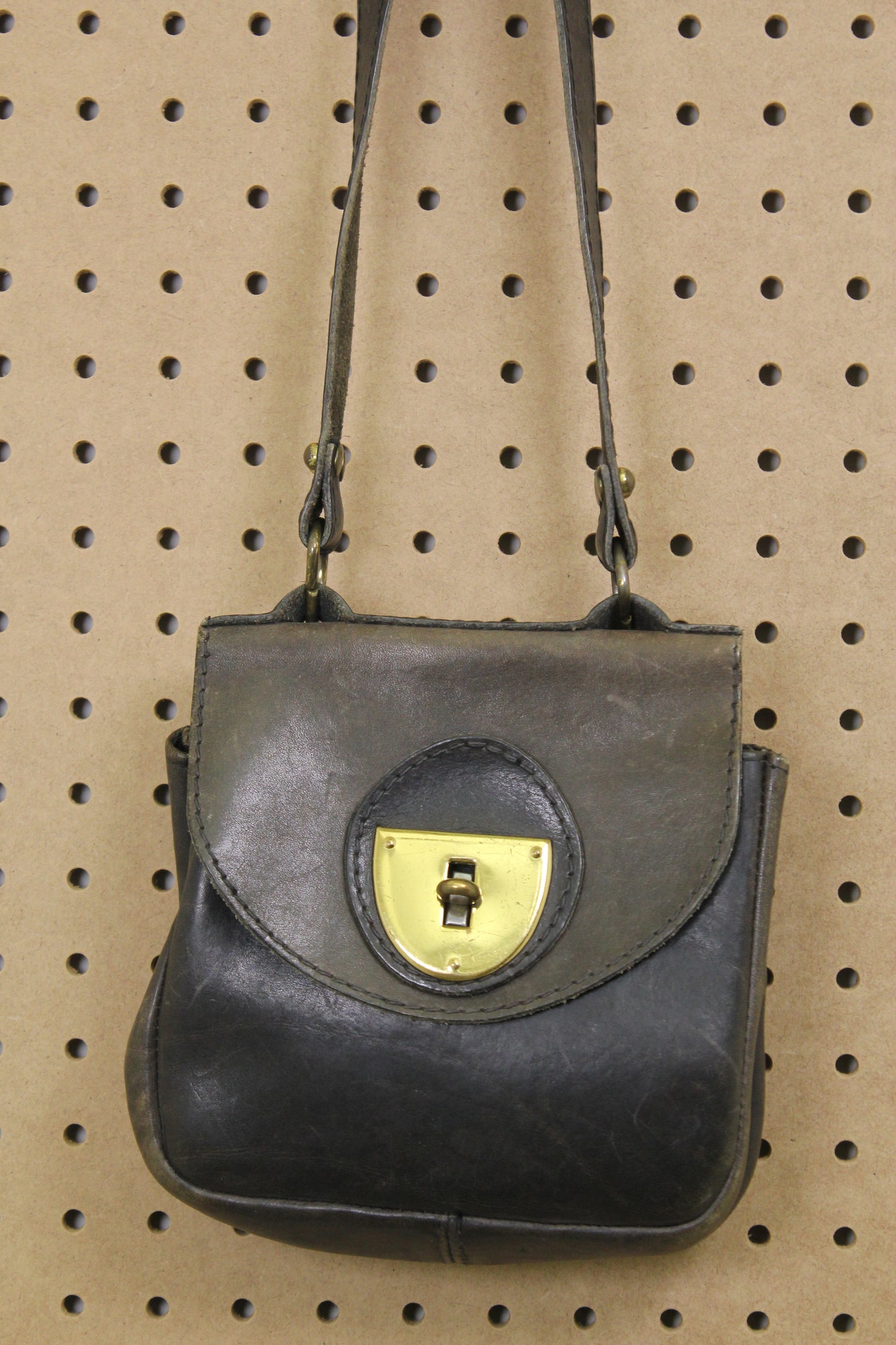 Vintage 1960s Black Leather Turn-Lock Shoulder Bag