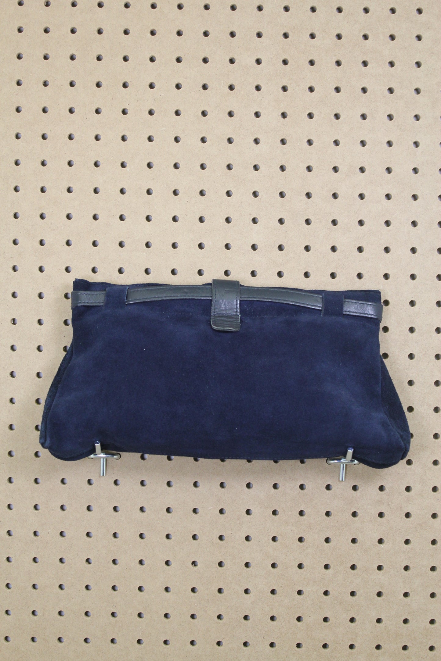 Vintage 1960s Navy Suede Frame Clutch