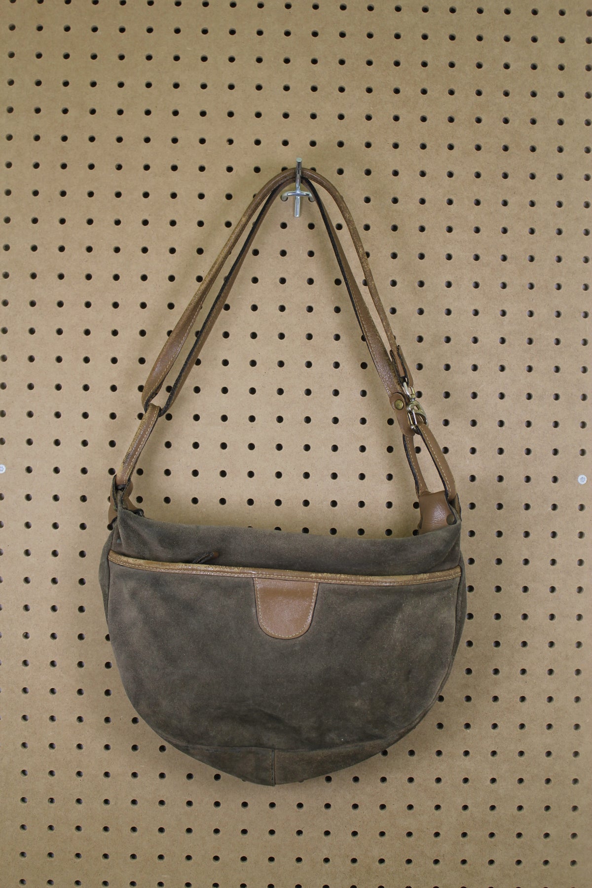 Vintage 1970s Triple-Zip Suede Shoulder Bag