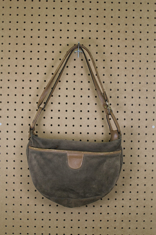 Vintage 1970s Triple-Zip Suede Shoulder Bag