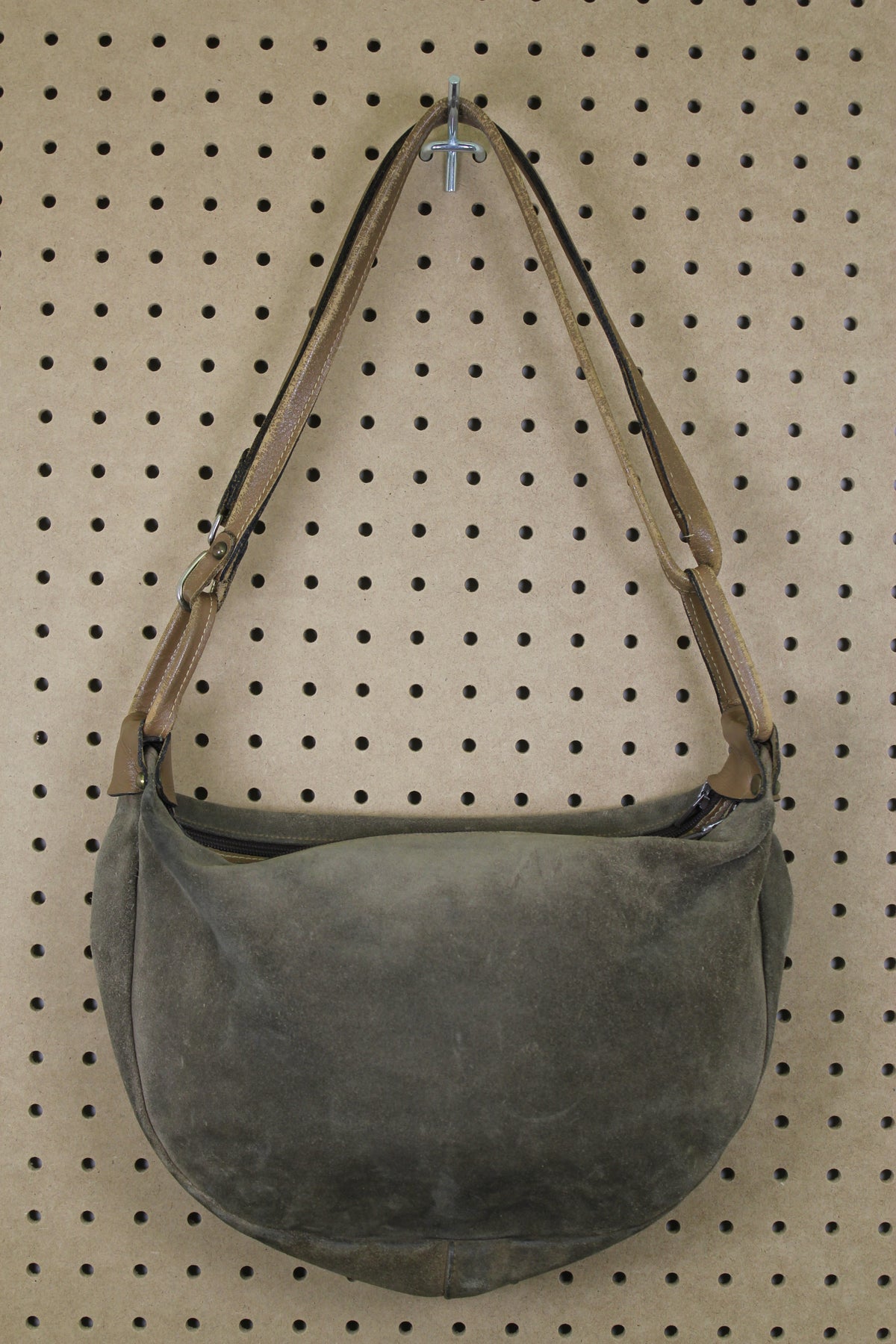 Vintage 1970s Triple-Zip Suede Shoulder Bag