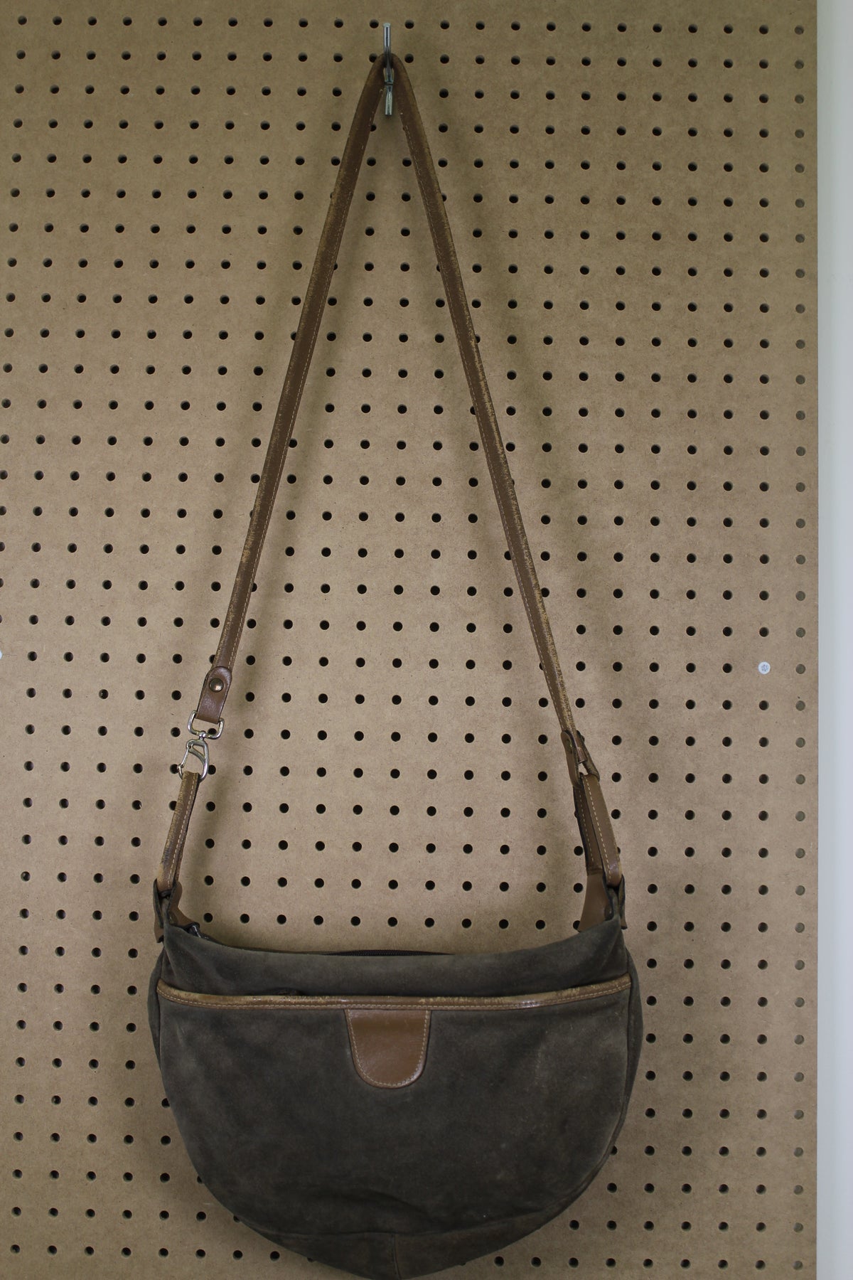 Vintage 1970s Triple-Zip Suede Shoulder Bag