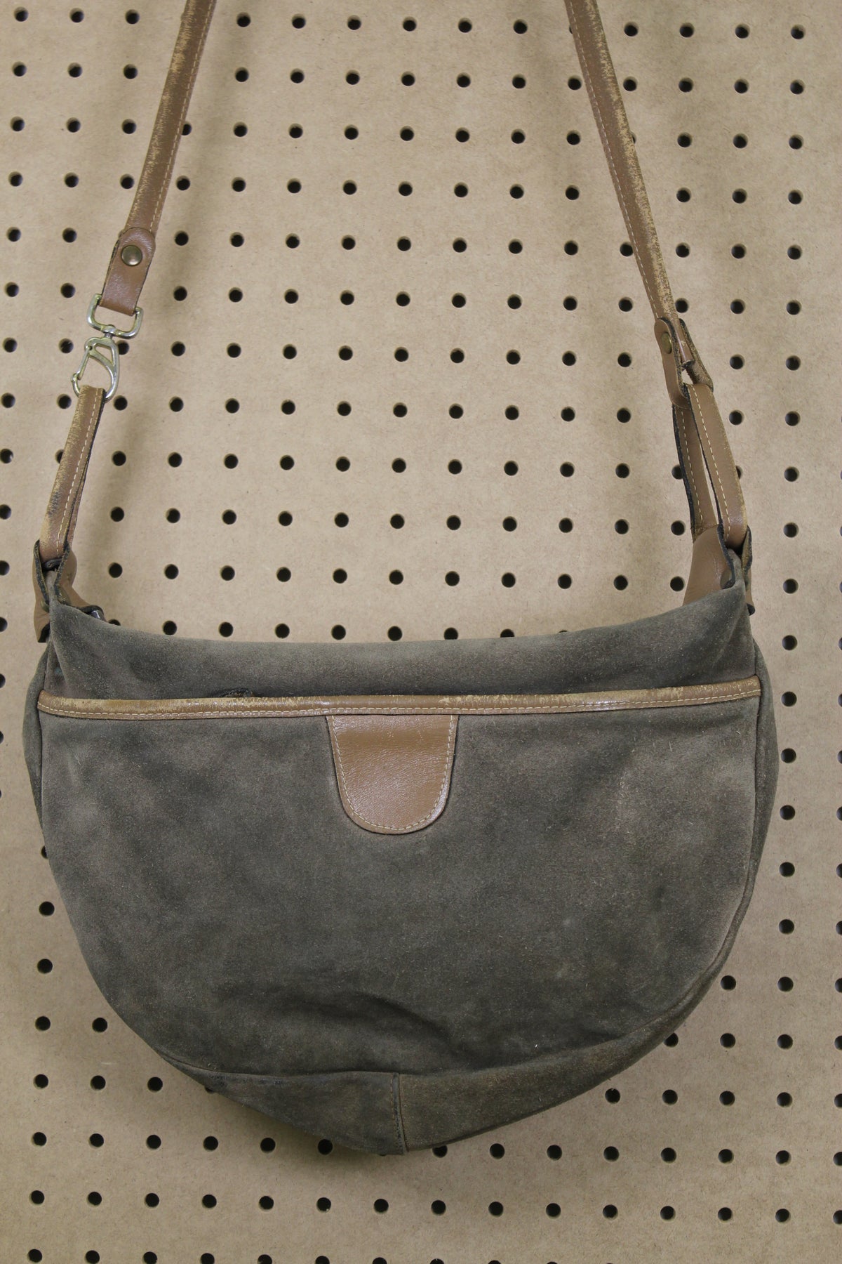Vintage 1970s Triple-Zip Suede Shoulder Bag