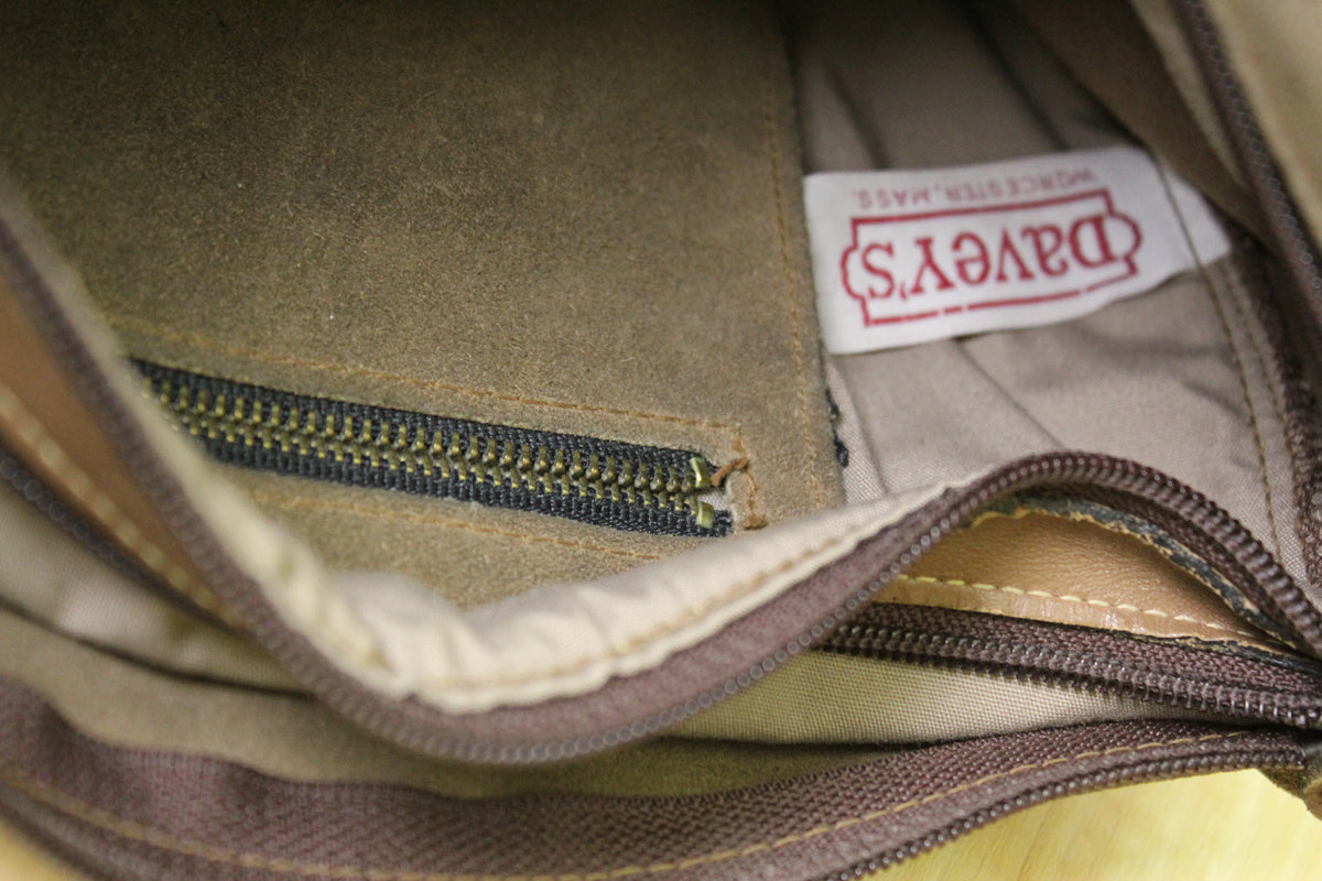 Vintage 1970s Triple-Zip Suede Shoulder Bag