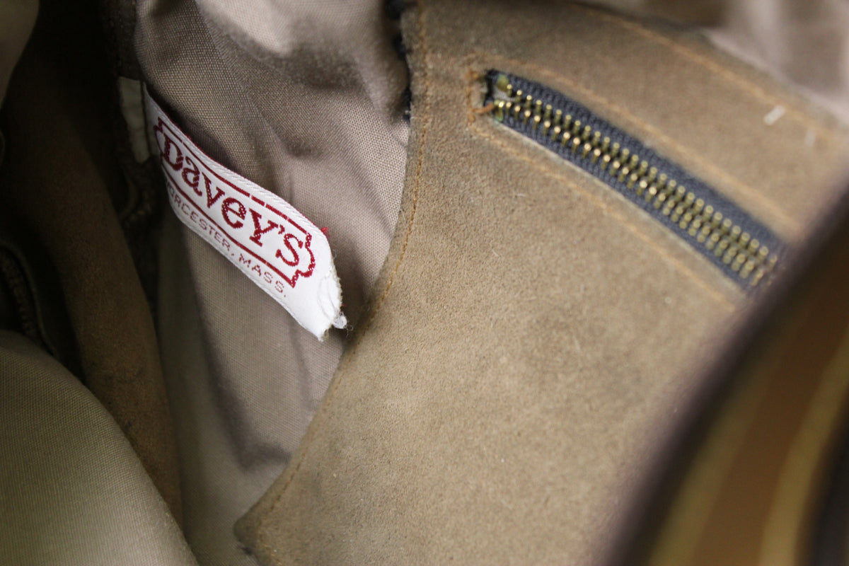 Vintage 1970s Triple-Zip Suede Shoulder Bag