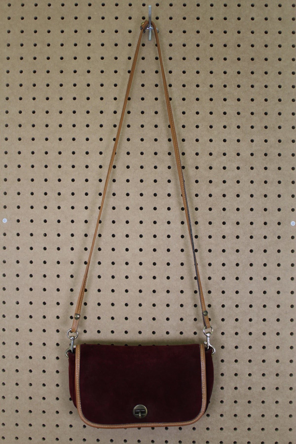 Vintage 1960s Burgundy Suede Shoulder Bag