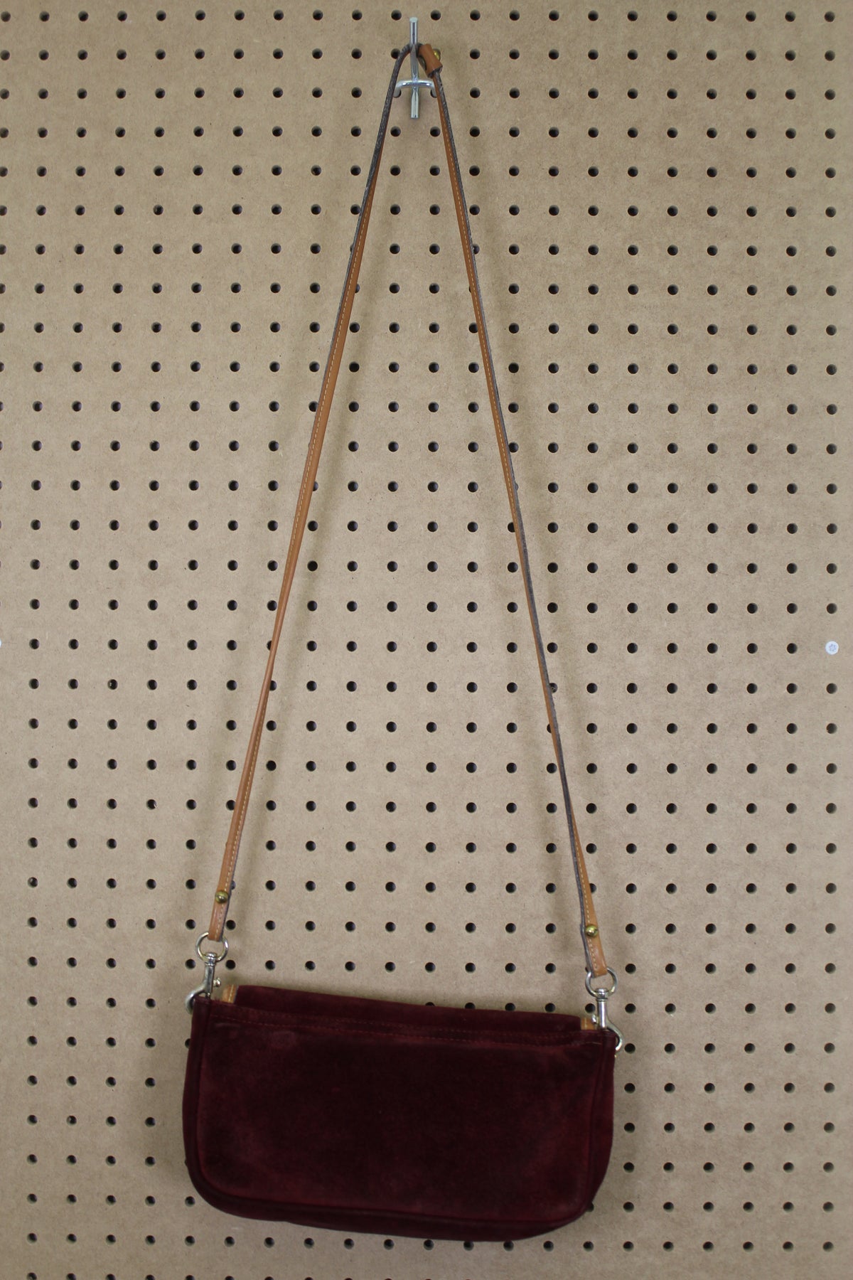 Vintage 1960s Burgundy Suede Shoulder Bag