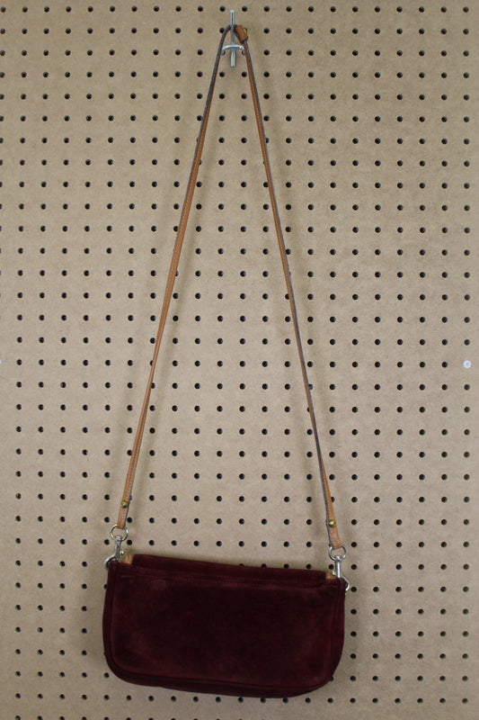 Vintage 1960s Burgundy Suede Shoulder Bag