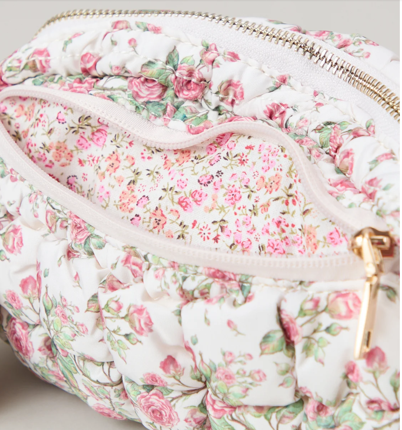 Quilted Puffer Belt Bag - Pink Floral