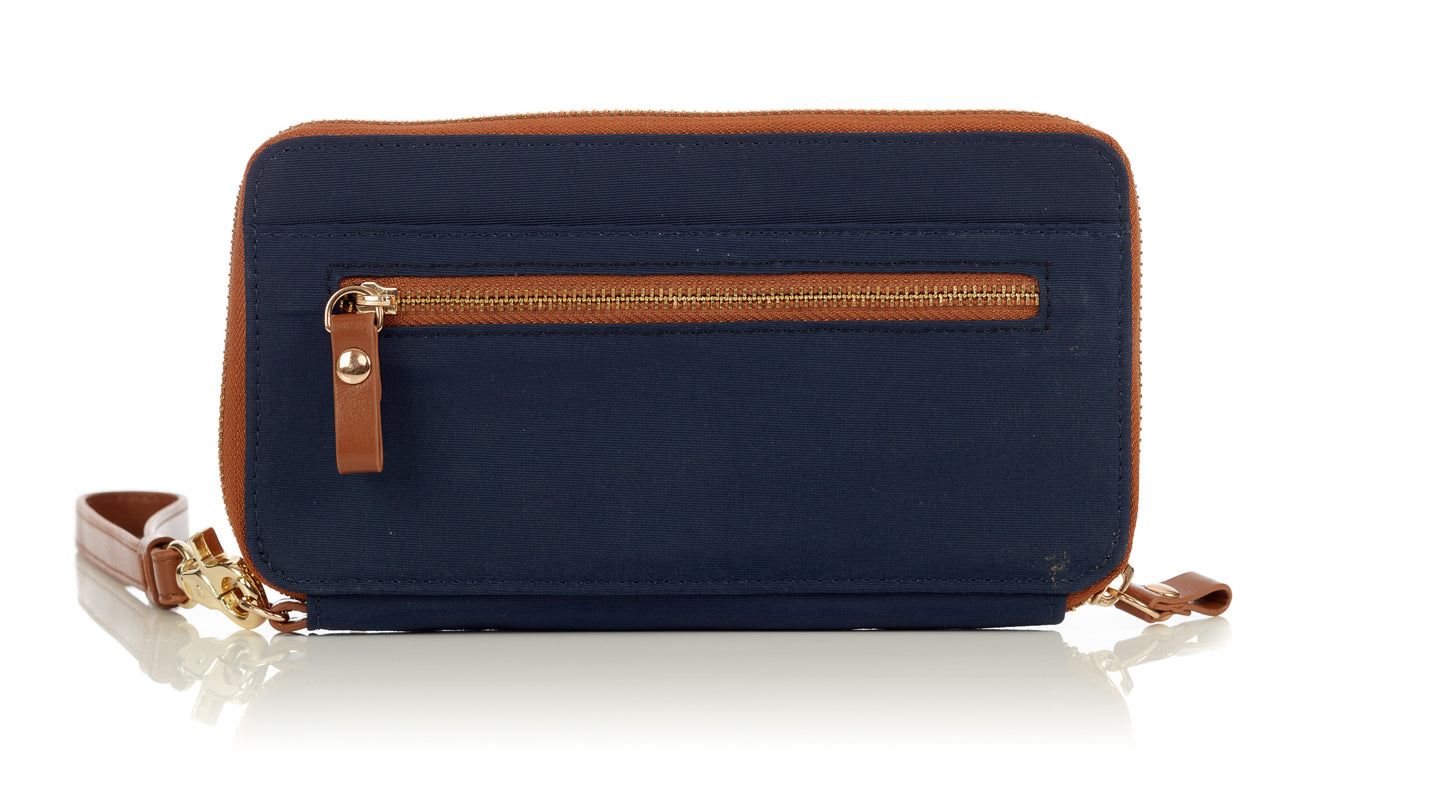 Continental Wristlet Wallet - Navy/White Gingham