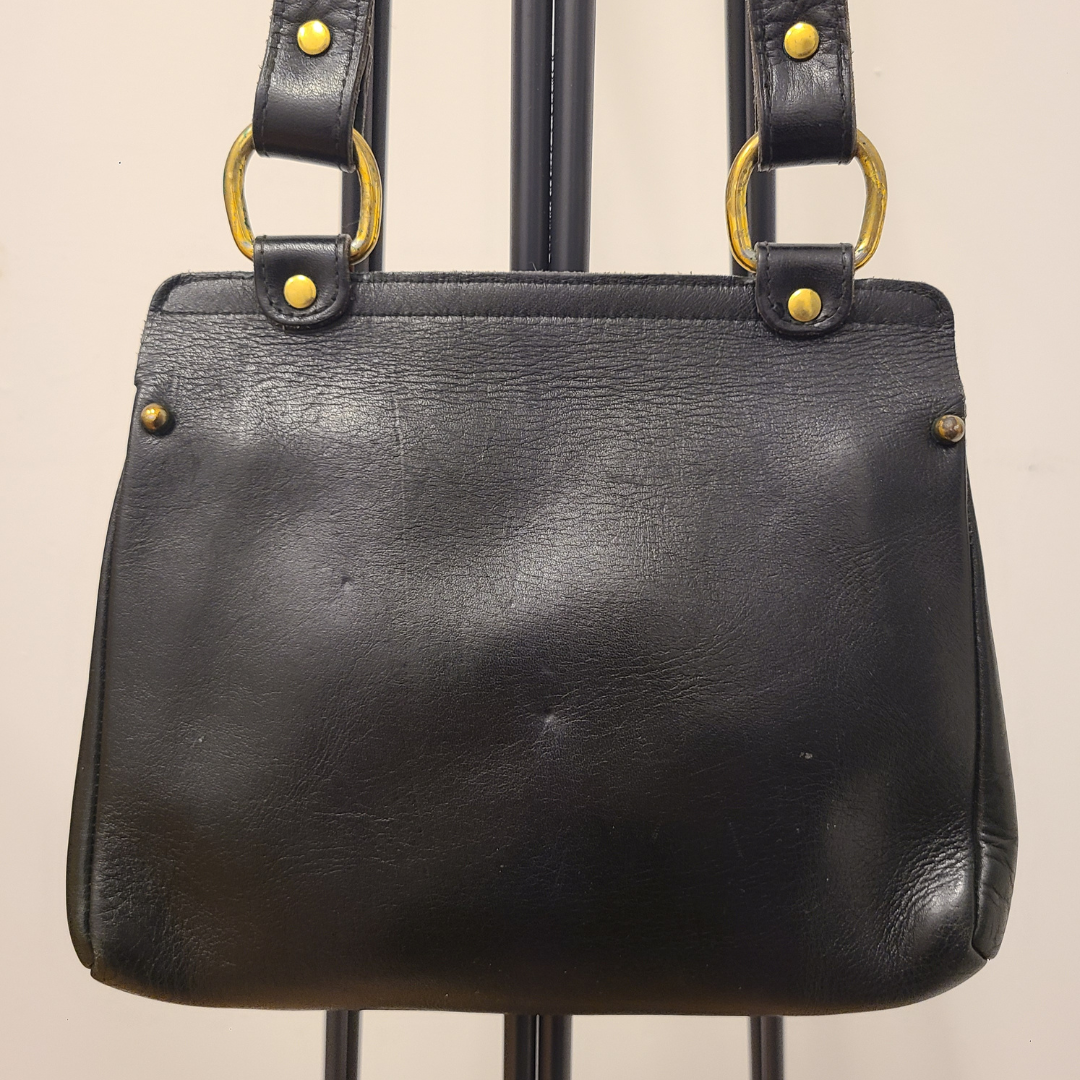 Vintage 1960s Dark Navy Leather Handbag Re-Imagined