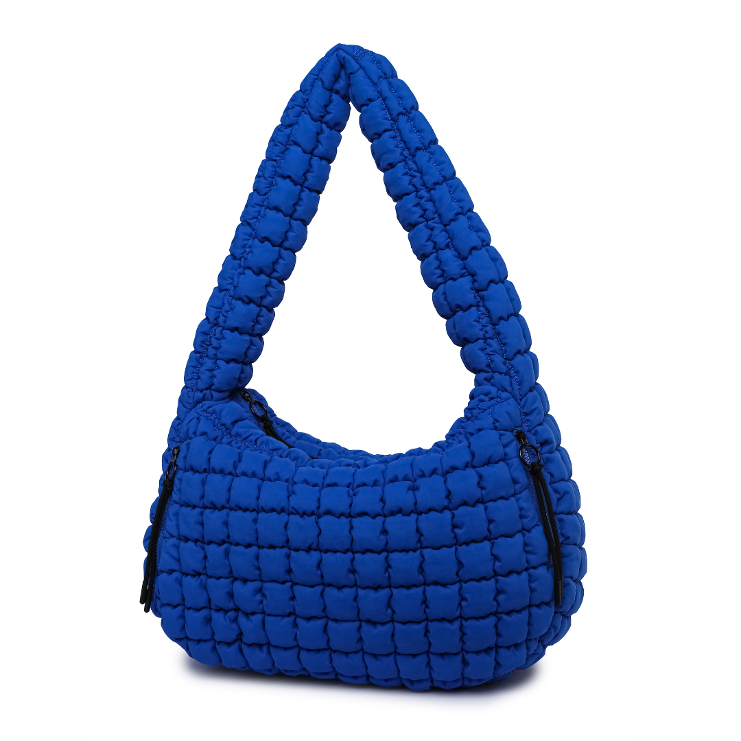 Quilted Puffer Carryall Tote - Cobalt Blue