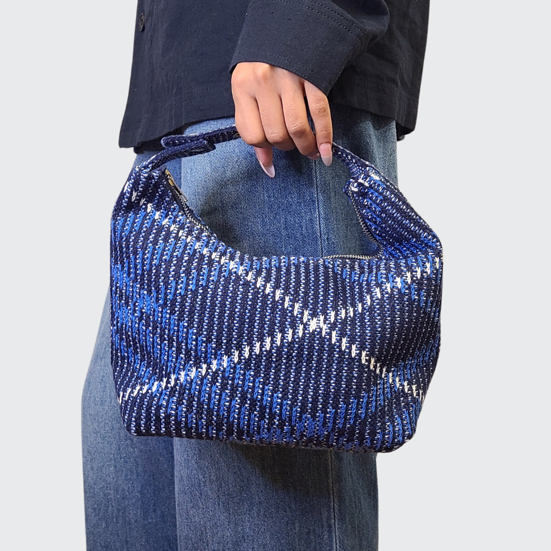 Grafton Plaid Sweater Knit Bag - Classic Navy