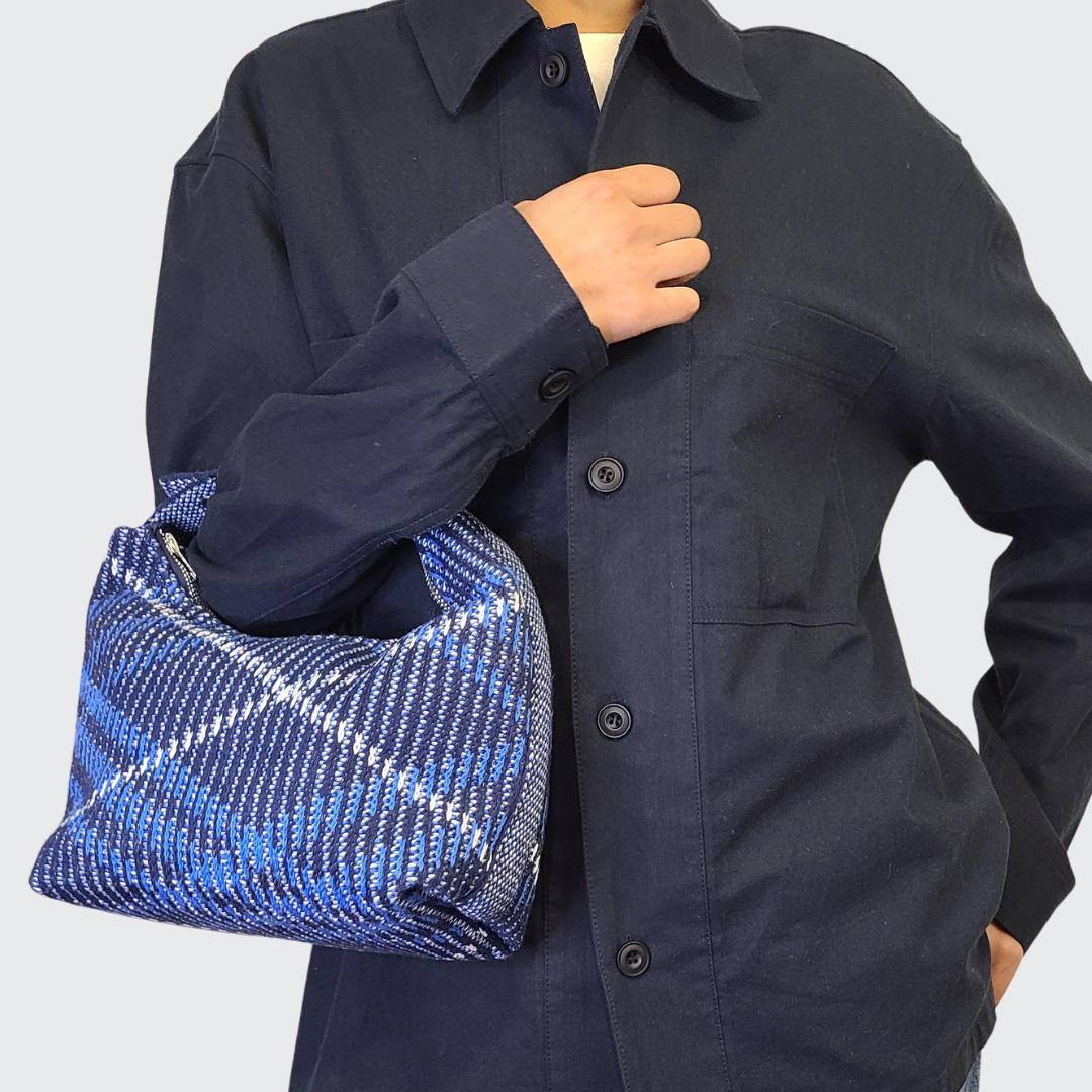 Grafton Plaid Sweater Knit Bag - Classic Navy