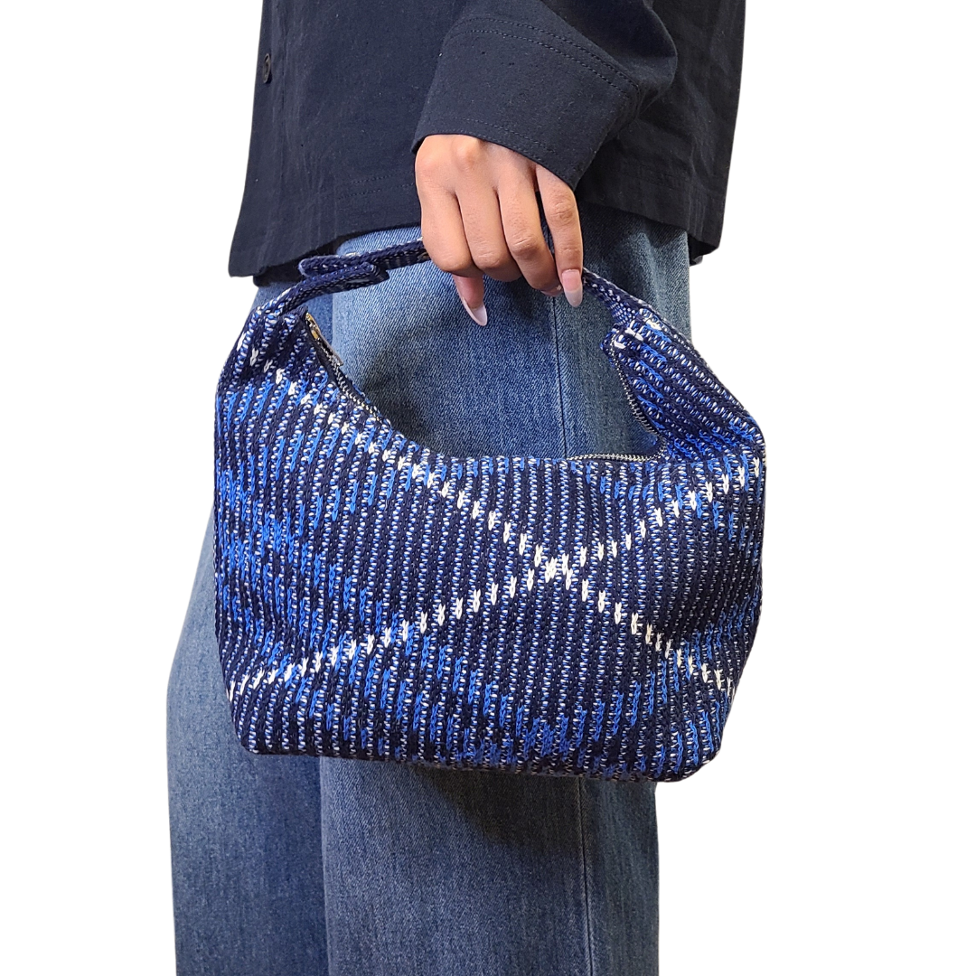 Grafton Plaid Sweater Knit Bag - Classic Navy