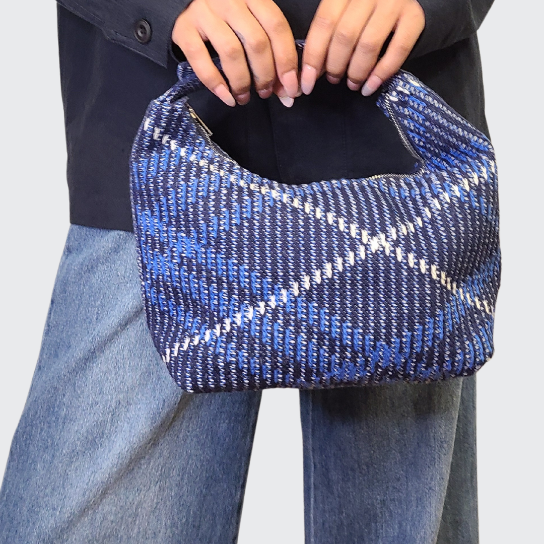 Grafton Plaid Sweater Knit Bag - Classic Navy