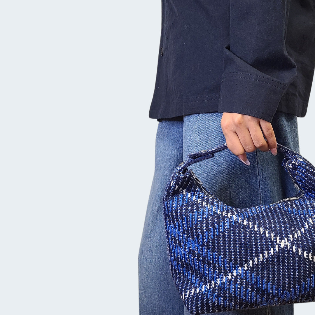 Grafton Plaid Sweater Knit Bag - Classic Navy