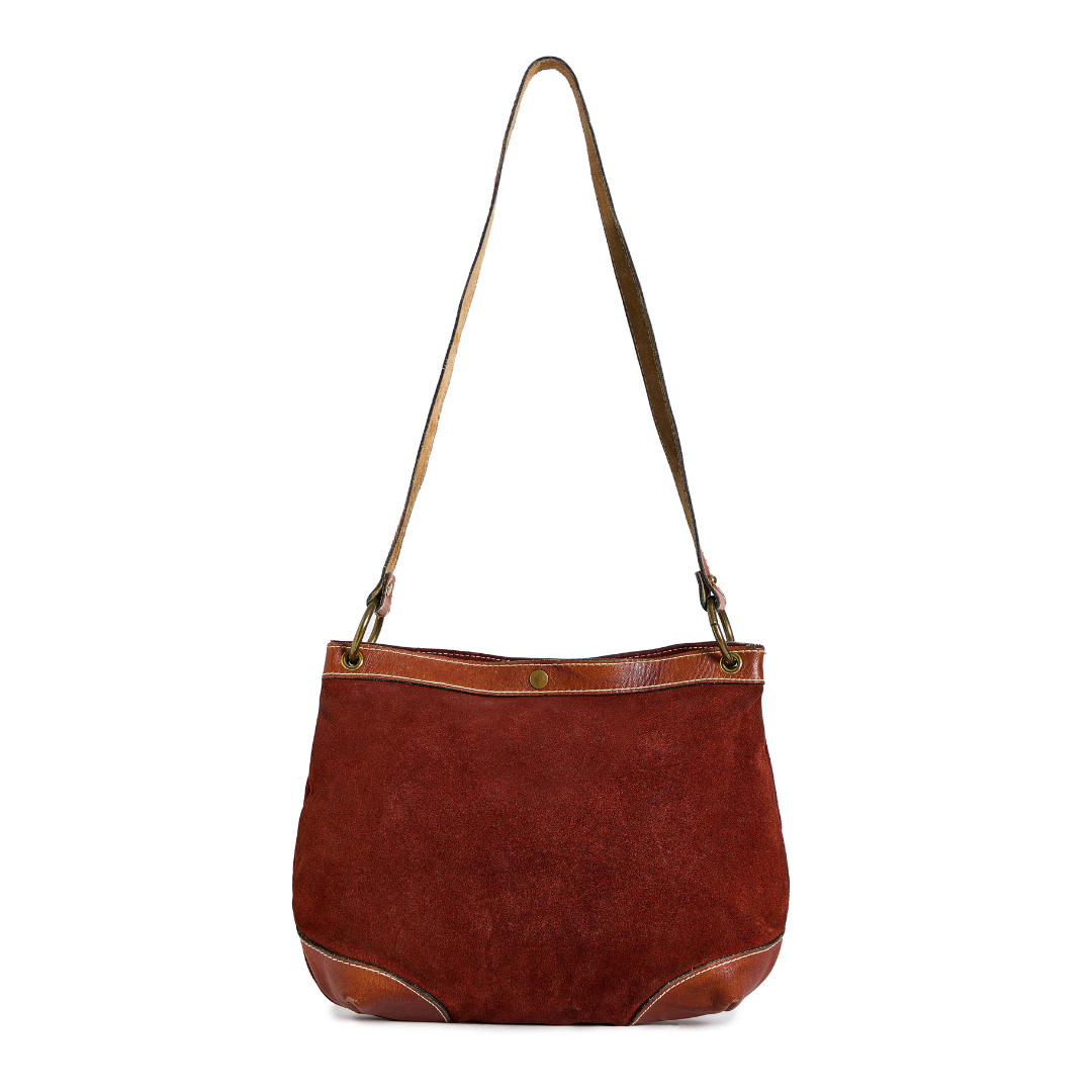 Vintage 1970s Terracotta Suede Shoulder Bag