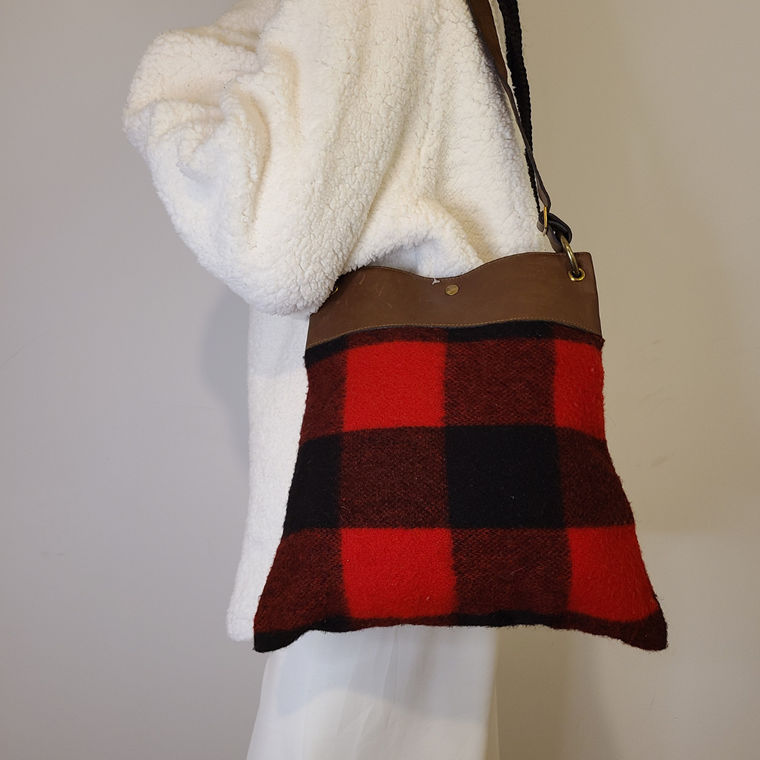 Vintage 1980s Buffalo Plaid Tote Bag