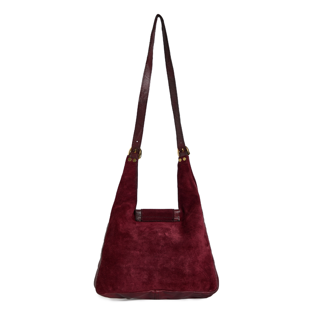 Vintage 1970s Burgundy Suede Shoulder Bag