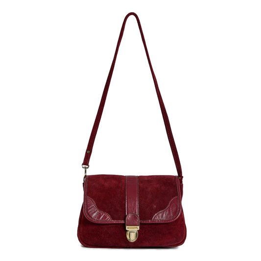 Vintage 1970s Oxblood Red Suede Shoulder Bag