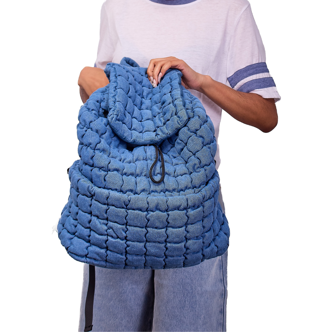 Quilted Back Pack - Denim