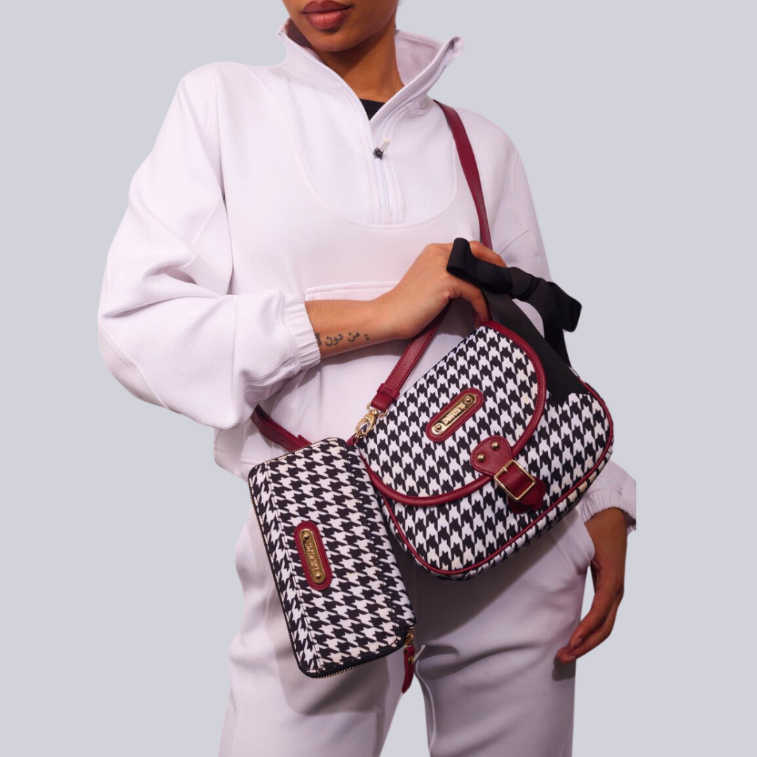 Crossbody Saddlebag - Houndstooth