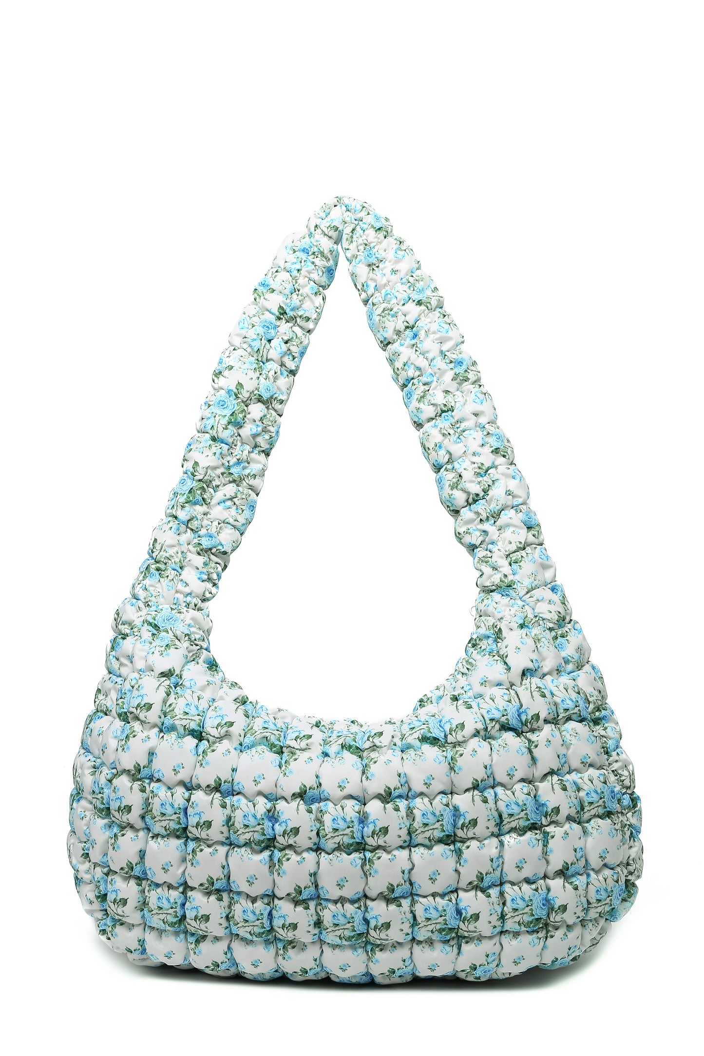 Quilted Carryall - Ivory/Blue Floral