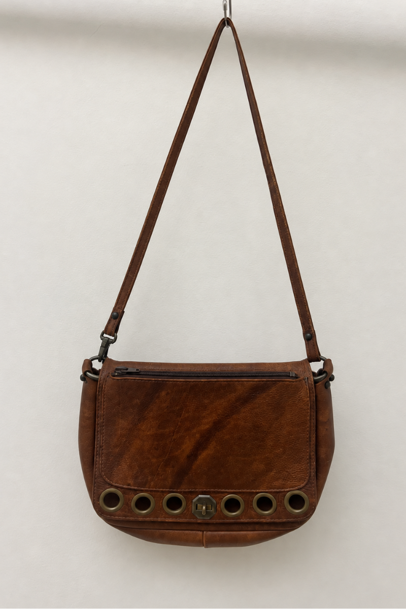 Vintage 1970s UP.CRAFTED Leather Turn-Lock Shoulder Bag