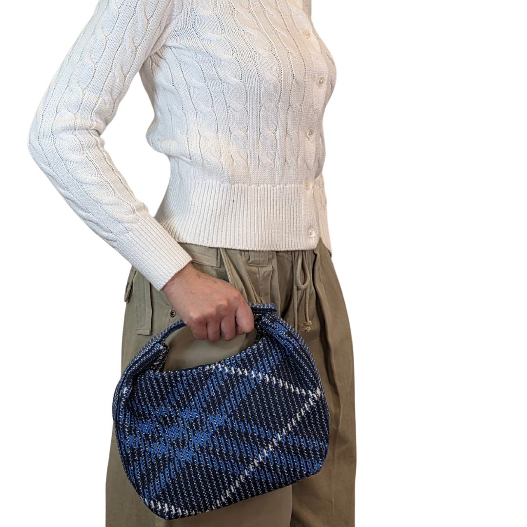 Grafton Plaid Sweater Knit Bag - Classic Navy