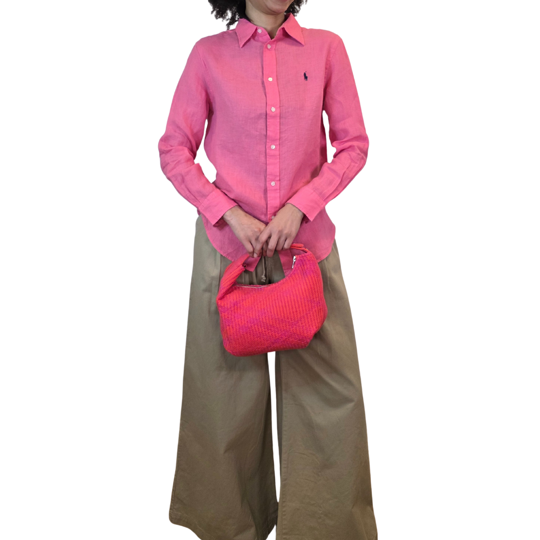Grafton Plaid Sweater Knit Bag - Orange + Fuchsia