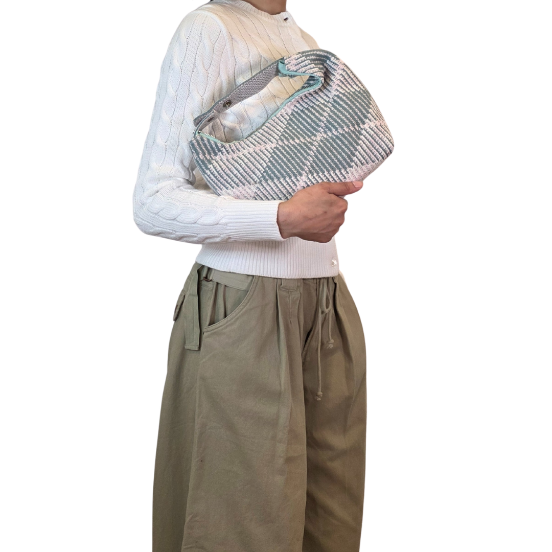 Grafton Plaid Sweater Knit Bag - Pink + Sage