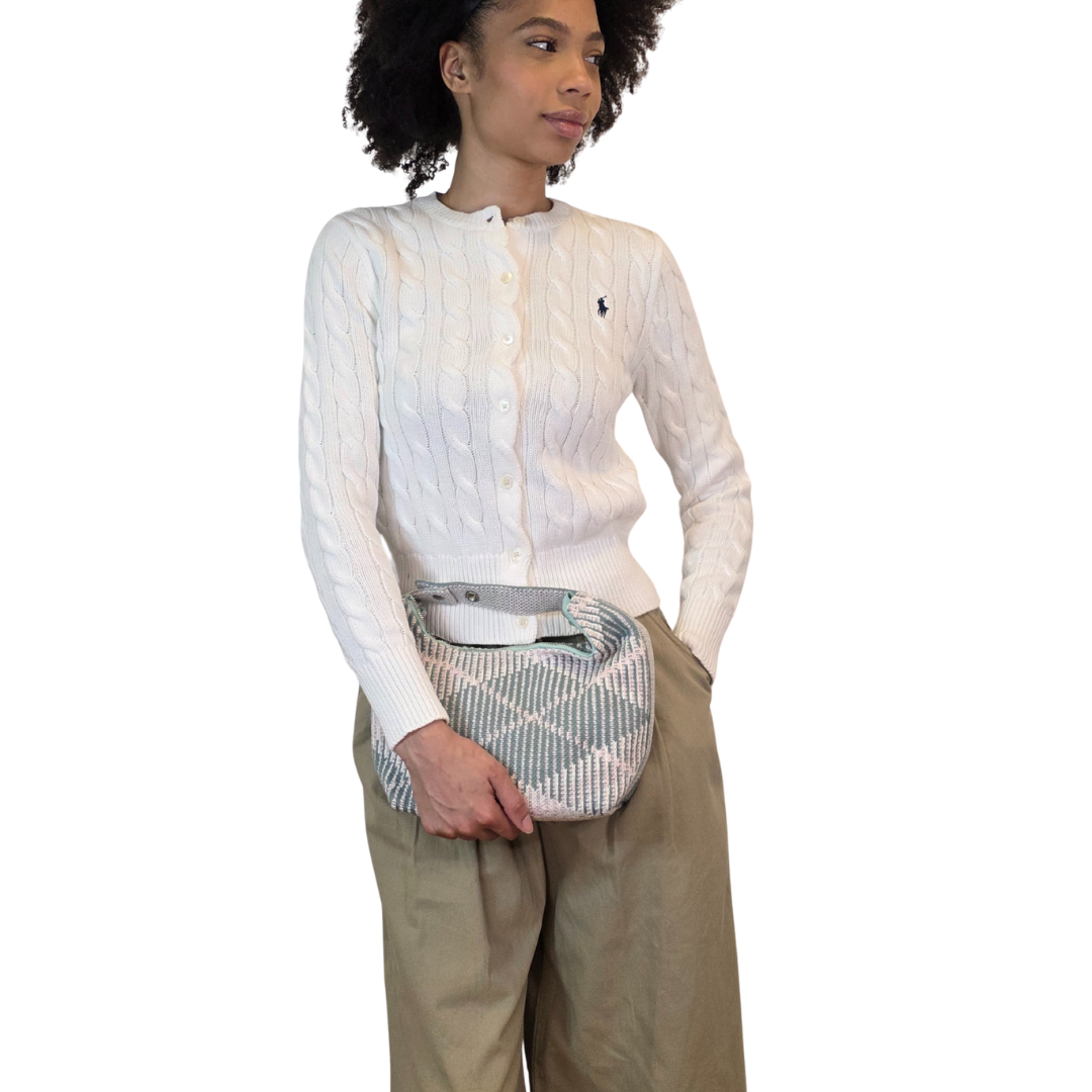 Grafton Plaid Sweater Knit Bag - Pink + Sage