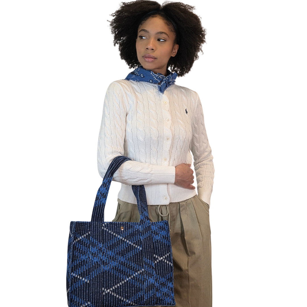 Front Street Tote - Plaid Sweater Knit Bag