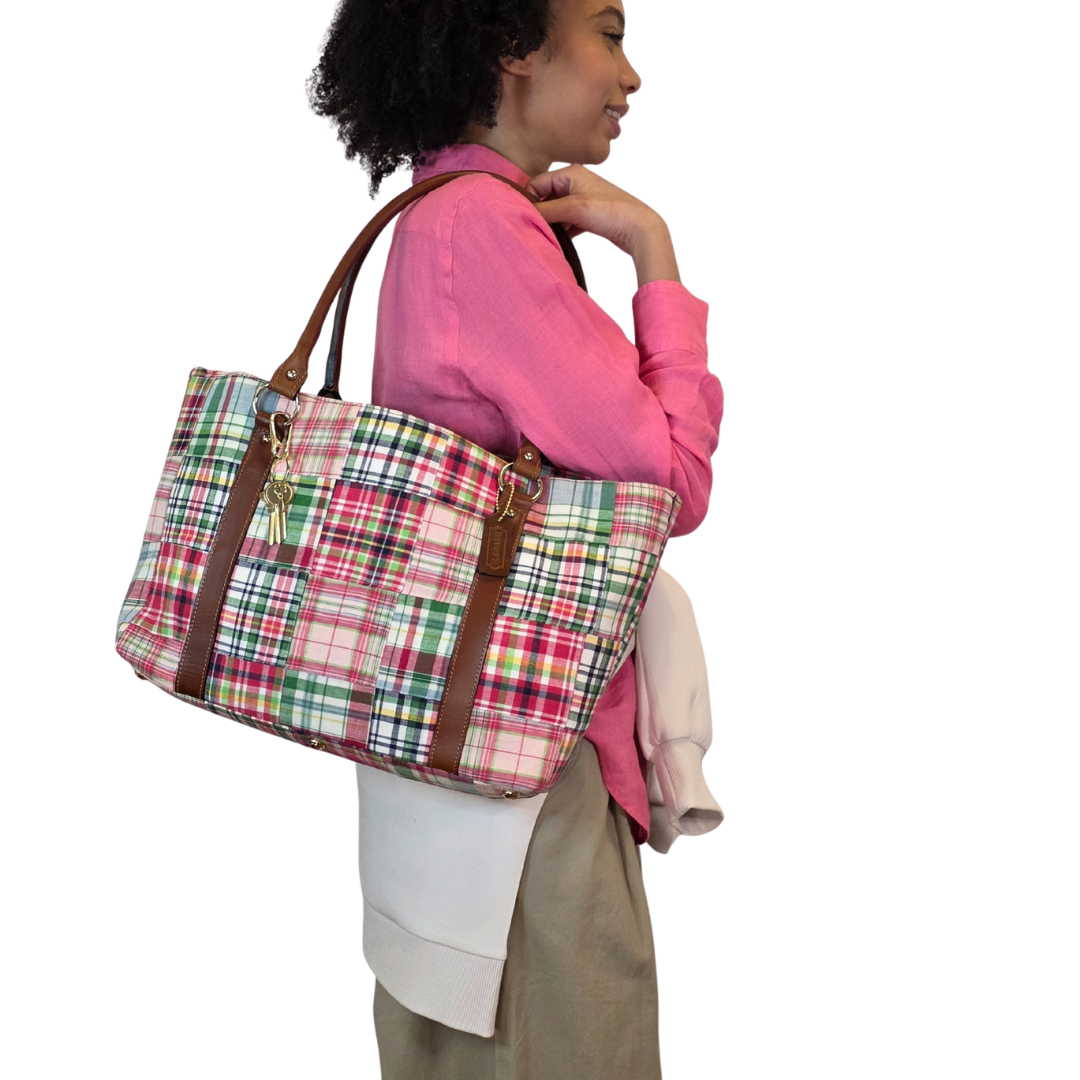 Madras Patchwork Tote - Watermelon