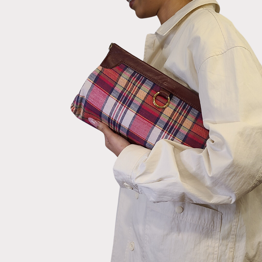 Vintage 1960s Madras Plaid Clutch