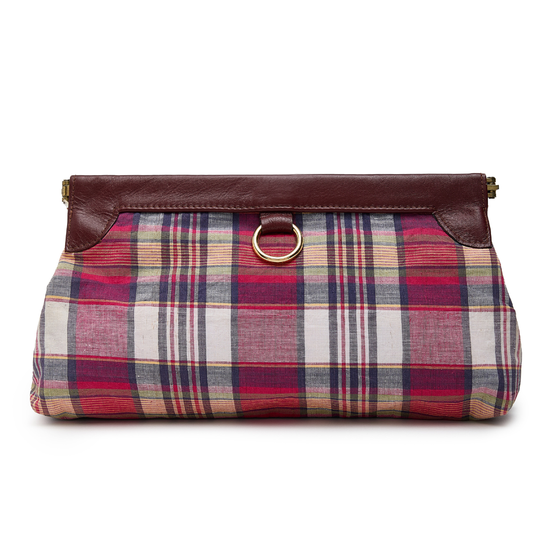 Vintage 1960s Madras Plaid Clutch