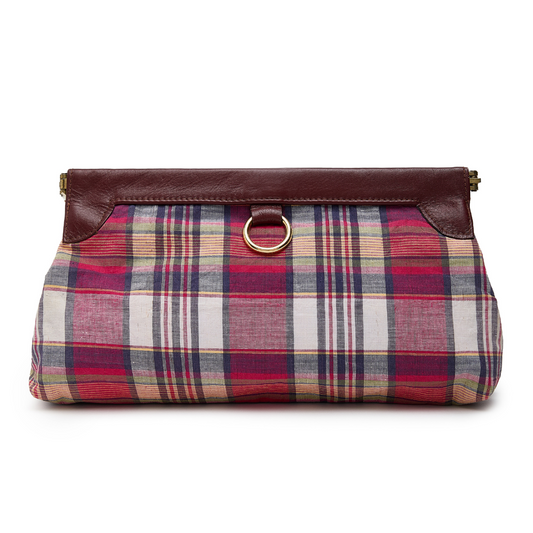 Vintage 1960s Madras Plaid Clutch